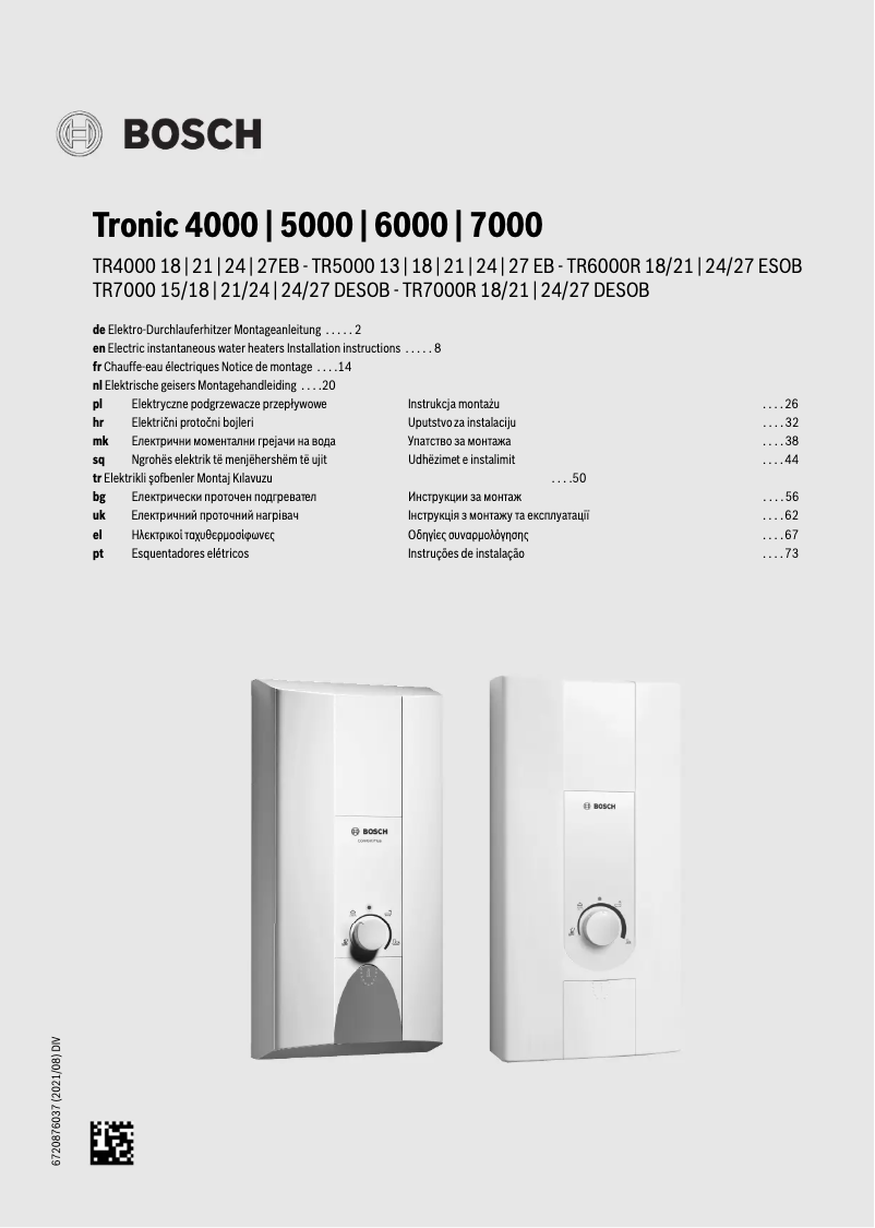 Page 1 of the manual User Manual Bosch TR7000R