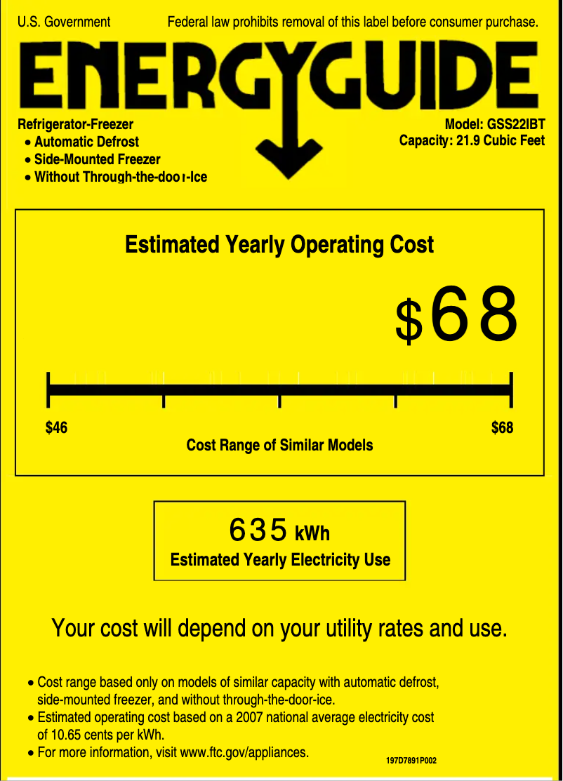 Page 1 of the manual Energy Label GE GSS22IBTCC