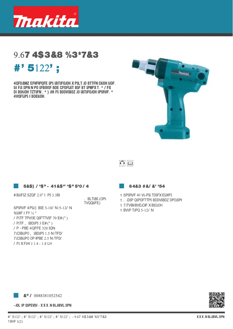 Página 1 del manual Ficha técnica Makita BFT122FZ