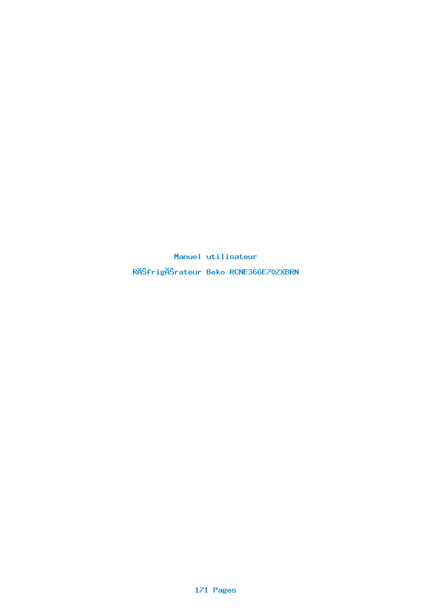 Page 1 de la notice Manuel utilisateur Beko RCNE366E70ZXBRN