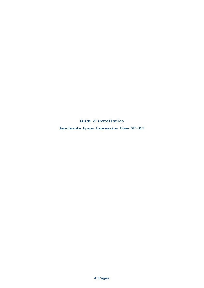 Page 1 de la notice Guide d'installation Epson Expression Home XP-313