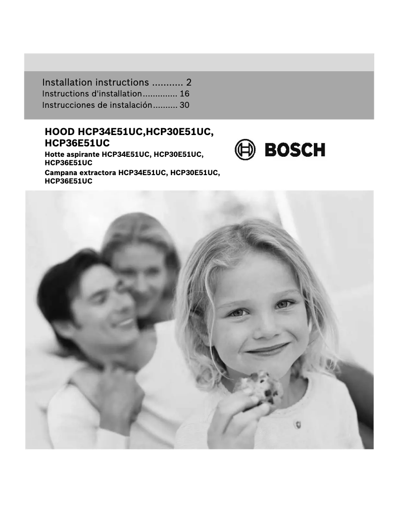 Page 1 de la notice Guide d'installation Bosch HCP34E51UC