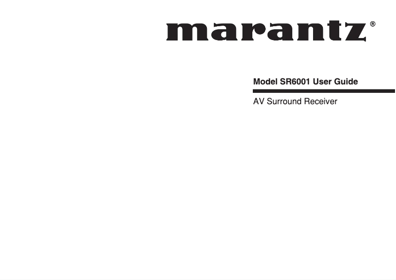 Page 1 de la notice Manuel utilisateur Marantz SR6001