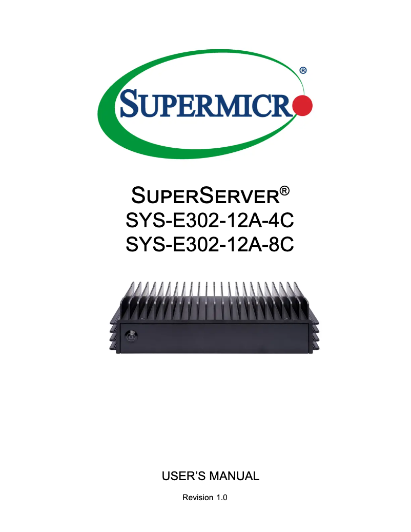 Page 1 de la notice Manuel utilisateur Supermicro SuperServer SYS-E302-12A-8C