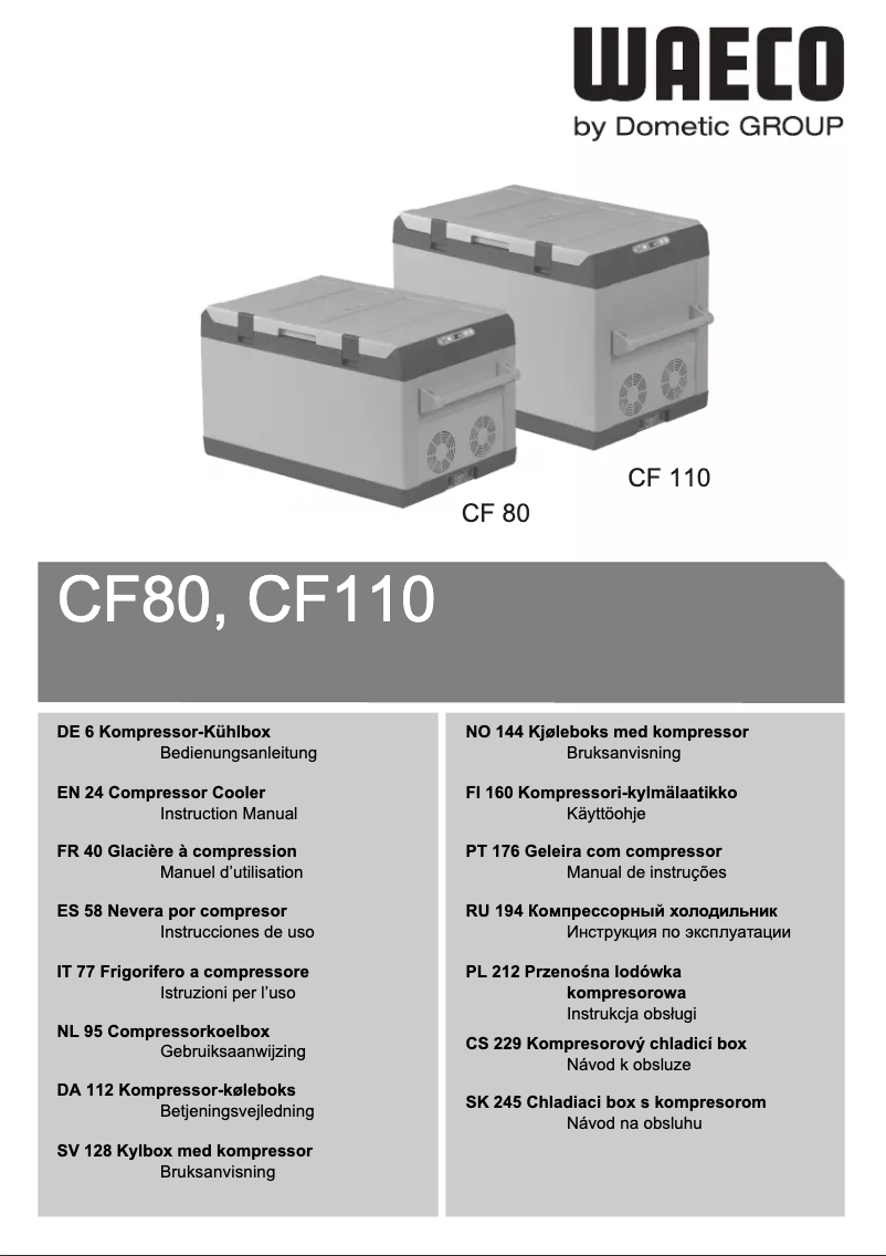 Page 1 de la notice Manuel utilisateur Waeco CF110