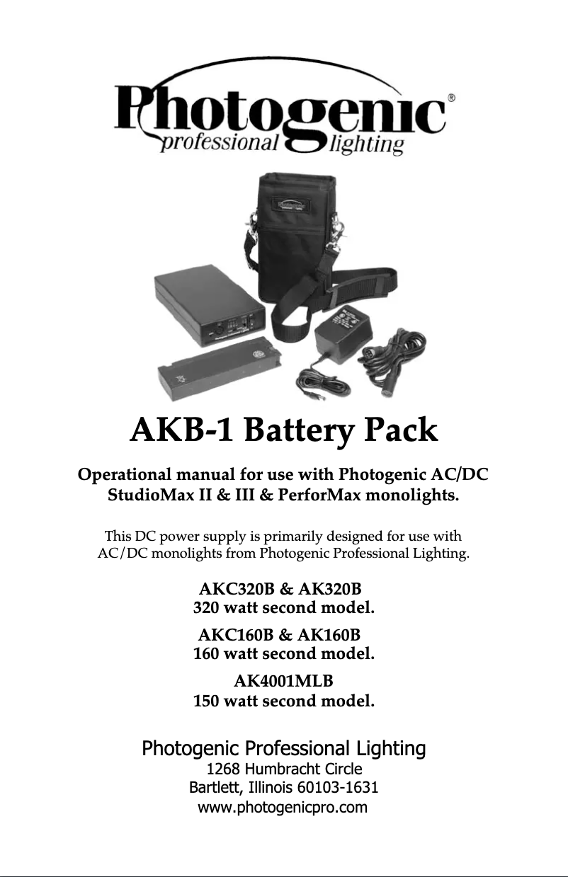 Page 1 de la notice Manuel utilisateur Photogenic AKB-1