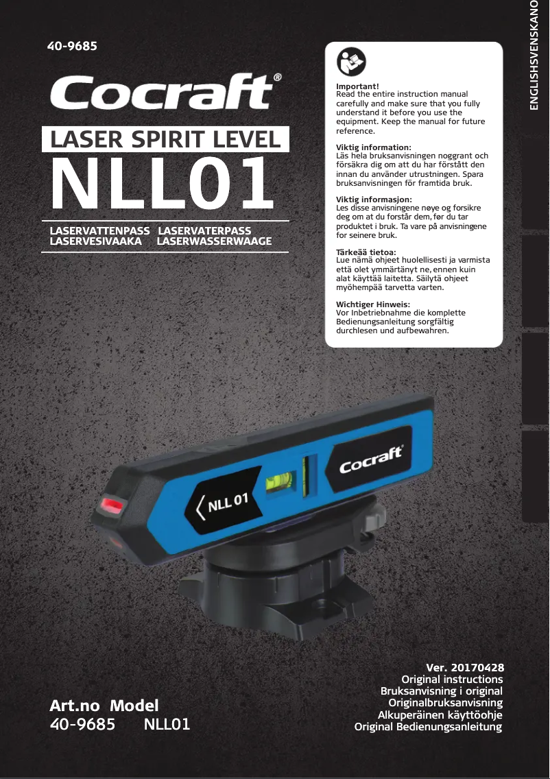 Page 1 de la notice Manuel utilisateur Cocraft NLL01