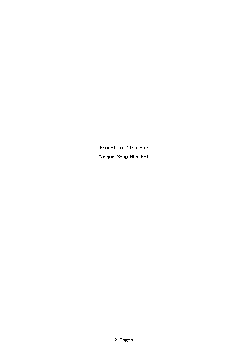 Page 1 de la notice Manuel utilisateur Sony MDR-NE1