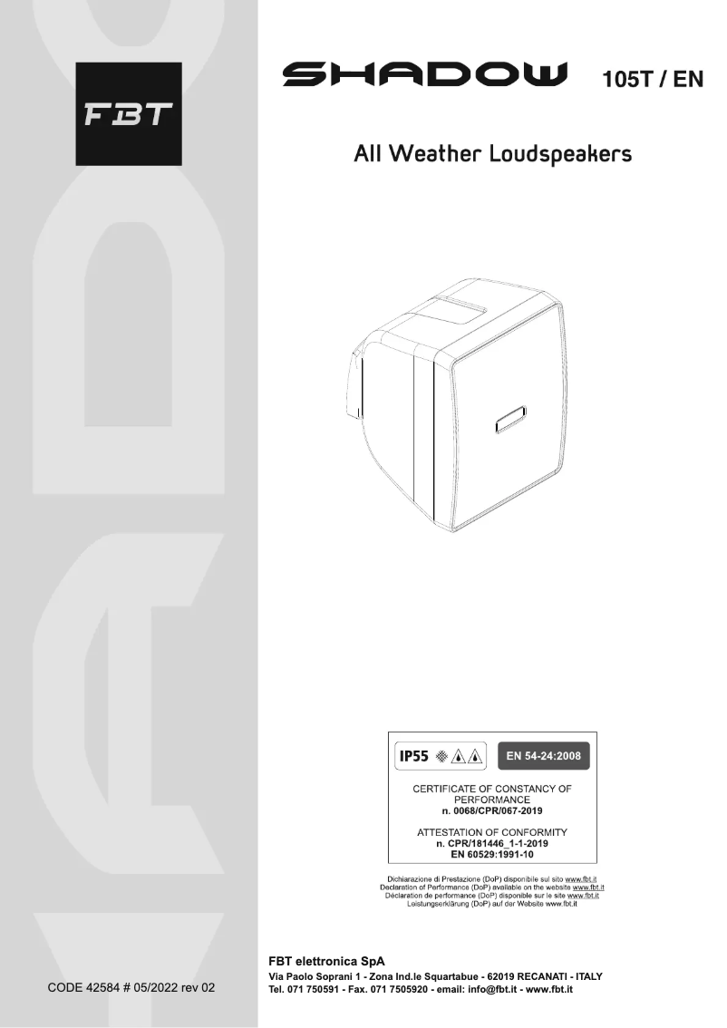 Page 1 de la notice Manuel utilisateur FBT SHADOW 105T