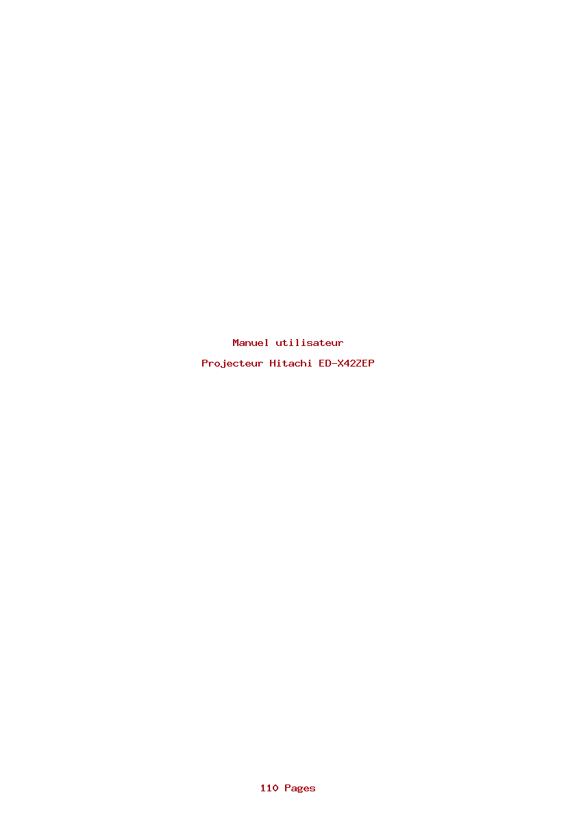 Page 1 de la notice Manuel utilisateur Hitachi ED-X42ZEP