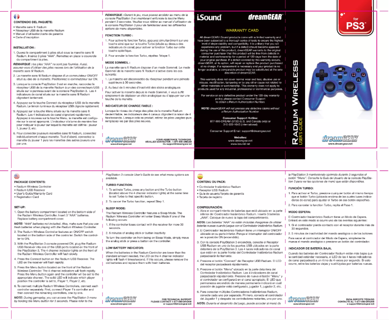 Page 1 of the manual User Manual dreamGEAR Radium Wireless (PS3)