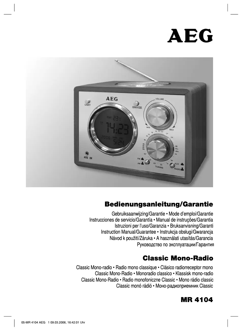 Page 1 de la notice Manuel utilisateur AEG MR 4104