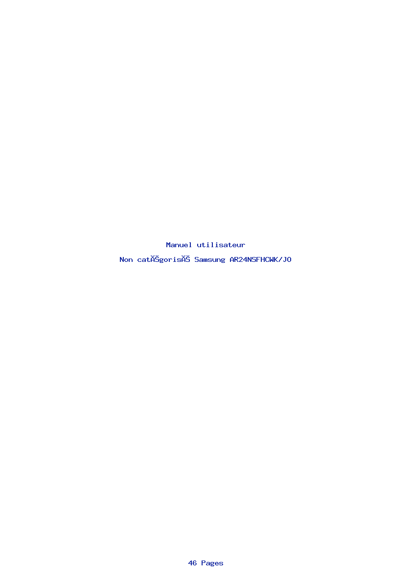 Page 1 de la notice Manuel utilisateur Samsung AR24NSFHCWK/JO