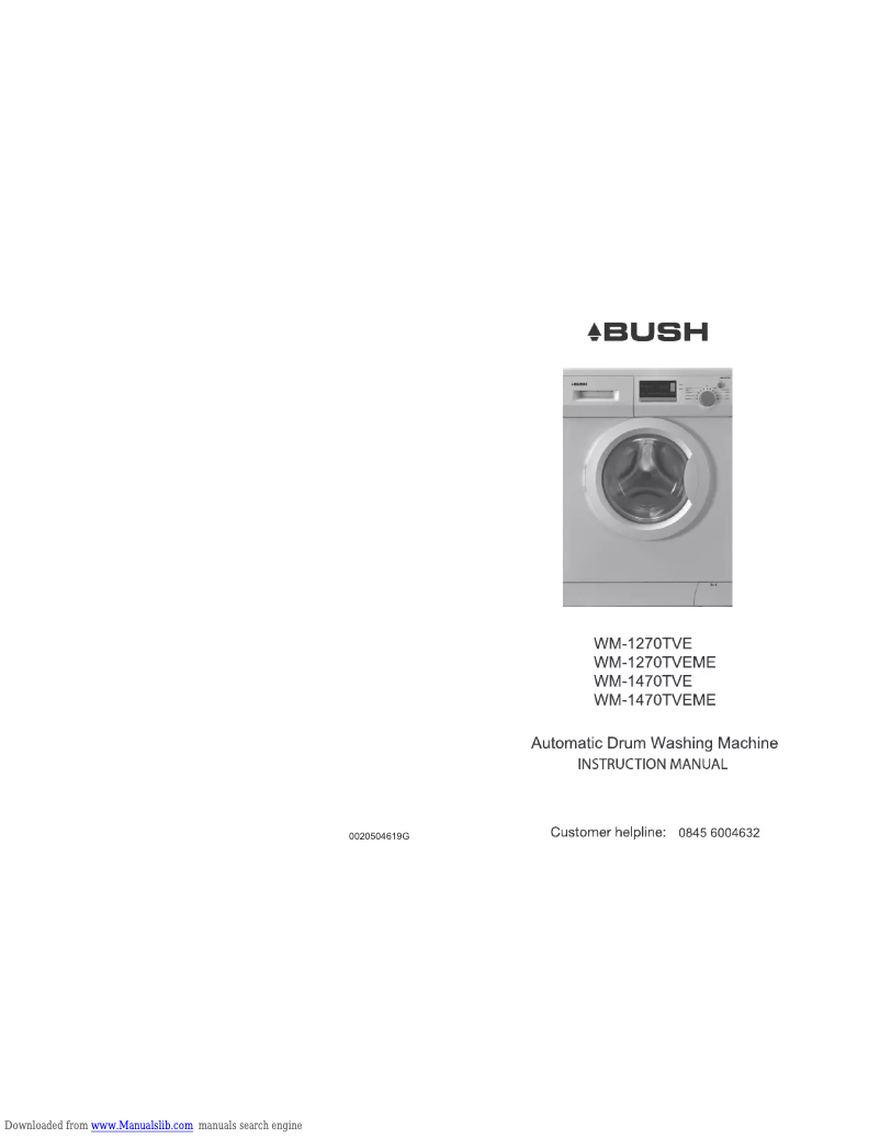 Page 1 of the manual User Manual Bush WM-1470TVE