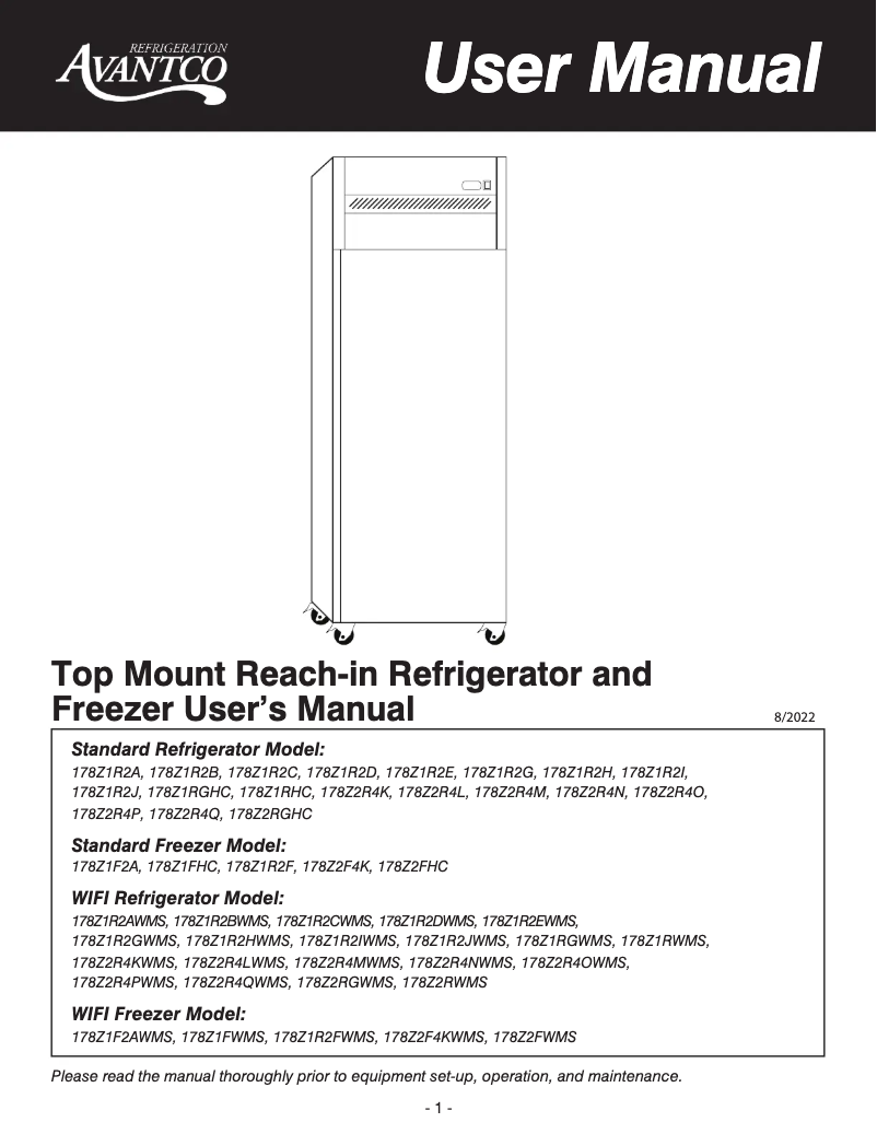 Página 1 del manual Manual de usuario Avantco 178Z2R4M