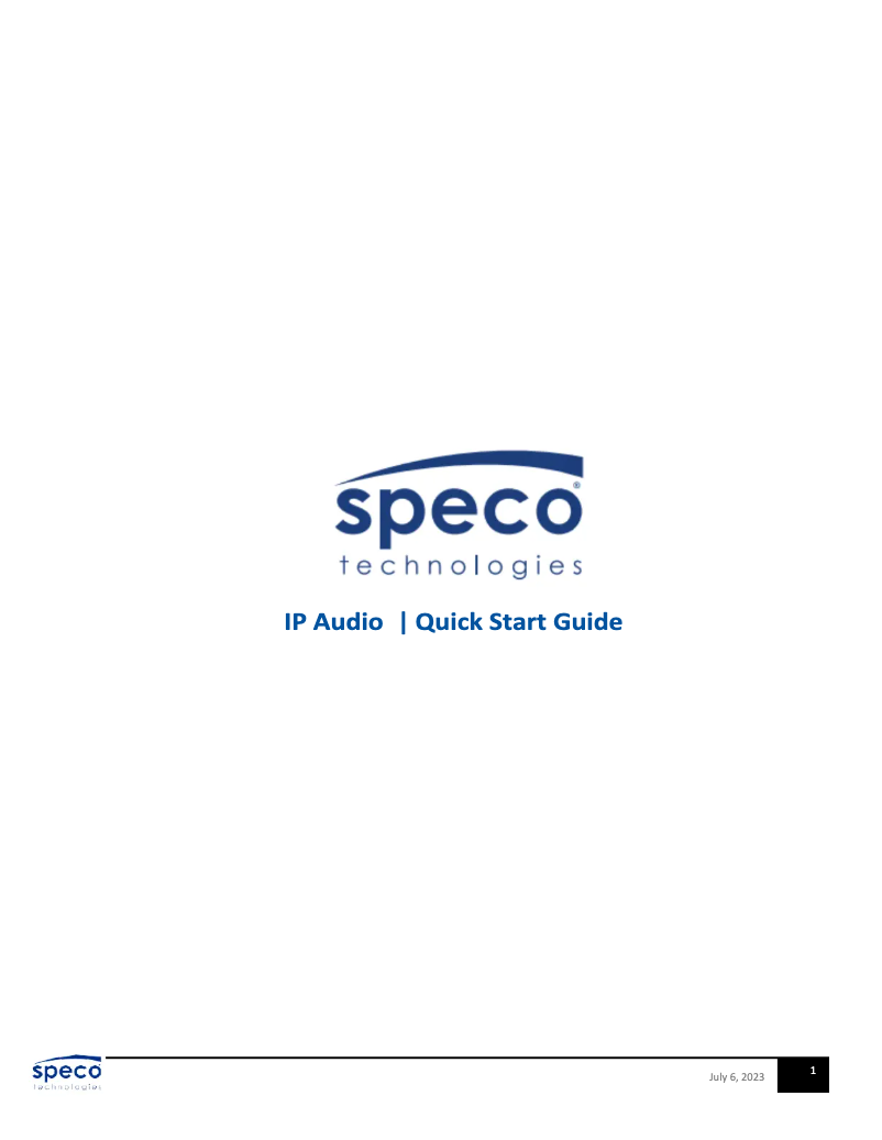 Page 1 of the manual Quick Start Guide Speco Technologies SPIPH8A