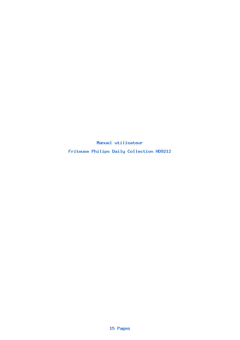 Page 1 de la notice Manuel utilisateur Philips Daily Collection HD9212