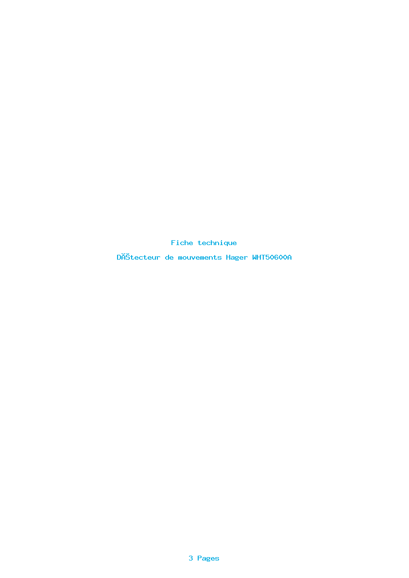 Page 1 de la notice Fiche technique Hager WHT50600A