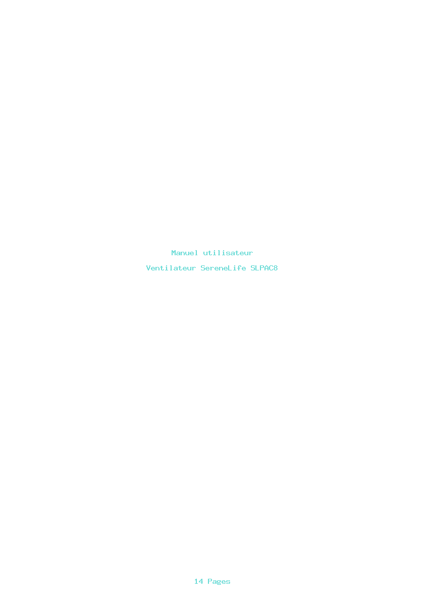 Page 1 de la notice Manuel utilisateur SereneLife SLPAC8
