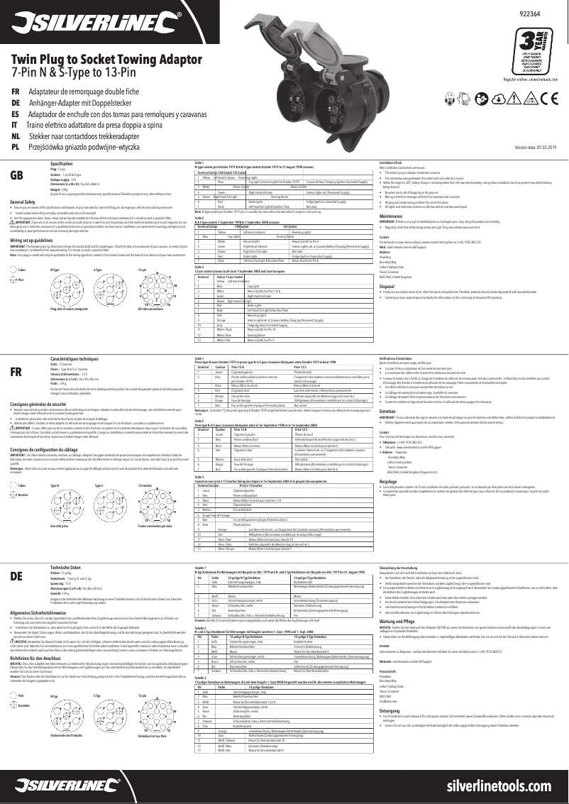 Page 1 de la notice Manuel utilisateur Silverline 922364
