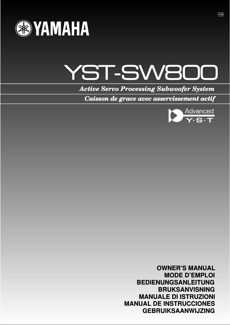 Page 1 of the manual User Manual Yamaha YST-SW800