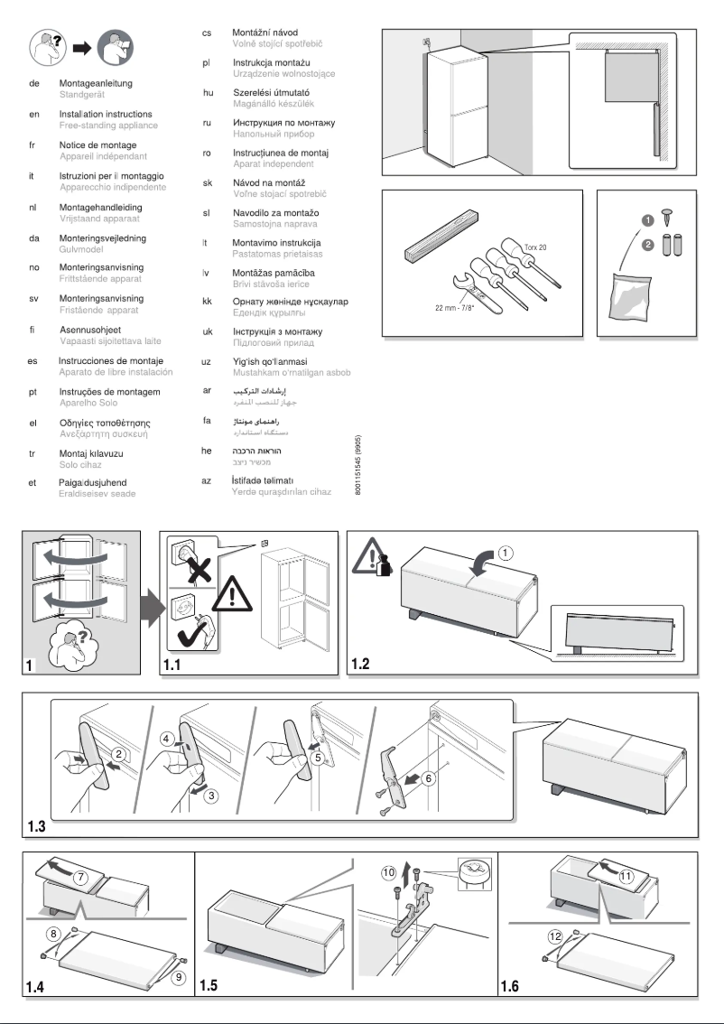 Page 1 of the manual Installation Guide Bosch KGN33KLEAE