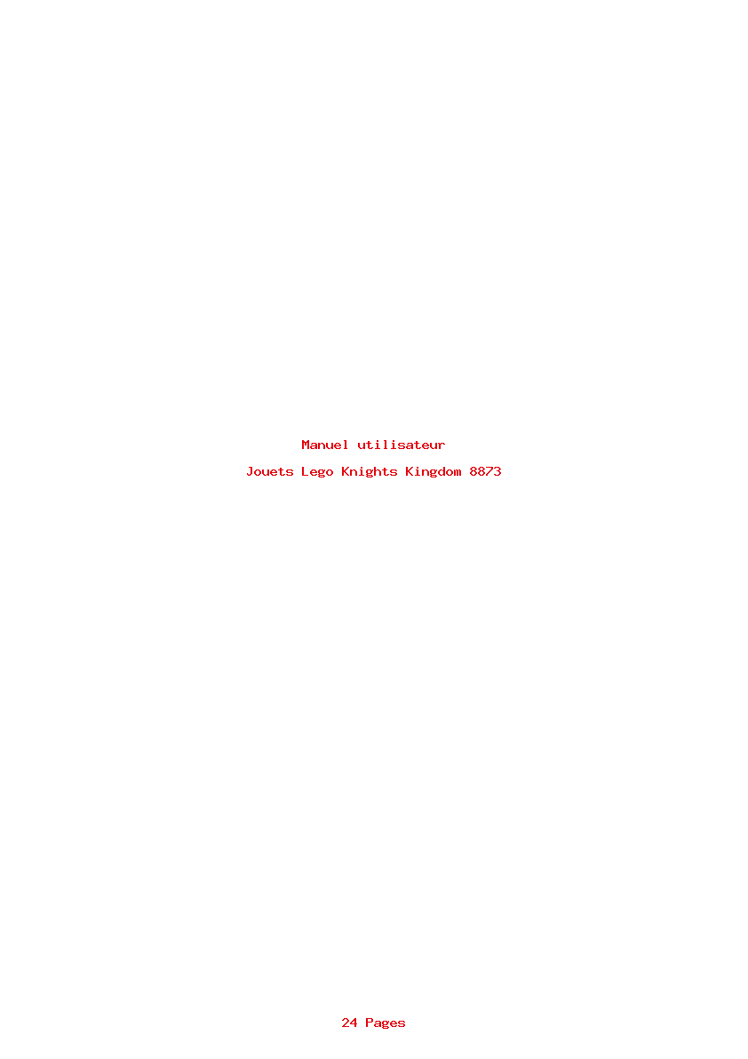 Page 1 de la notice Manuel utilisateur Lego Knights Kingdom 8873