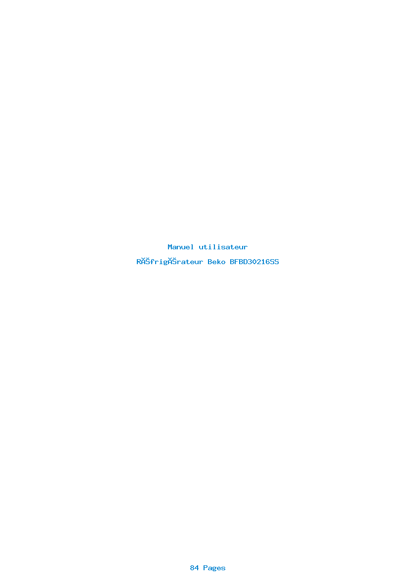 Page 1 de la notice Manuel utilisateur Beko BFBD30216SS