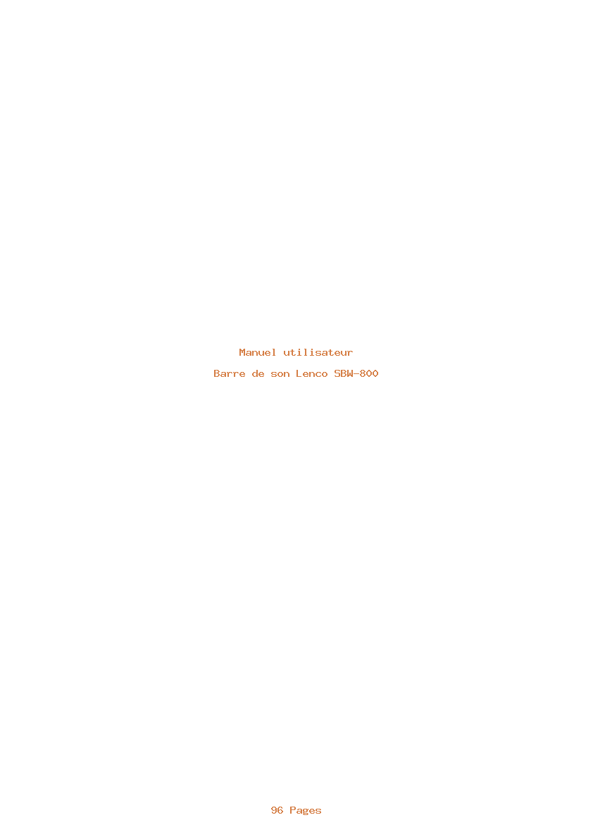 Page 1 de la notice Manuel utilisateur Lenco SBW-800