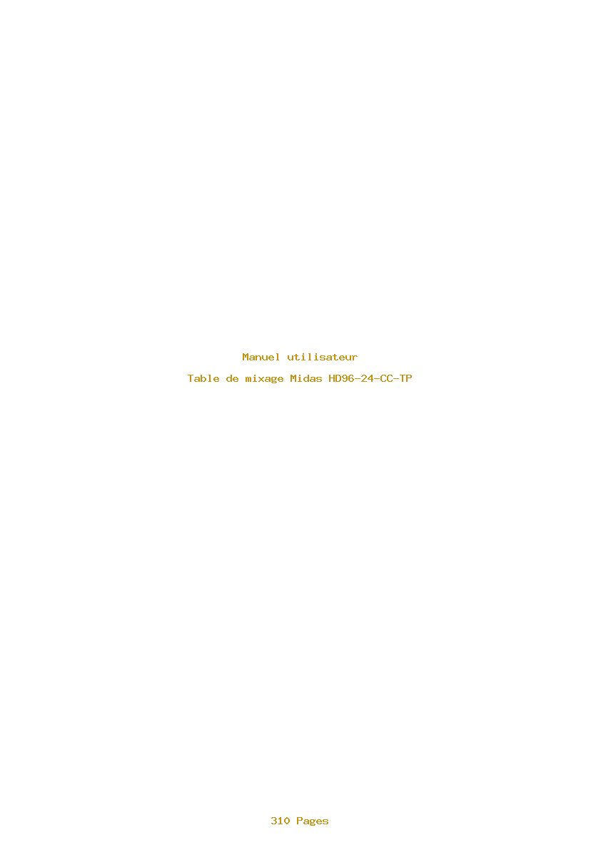 Page 1 de la notice Manuel utilisateur Midas HD96-24-CC-TP