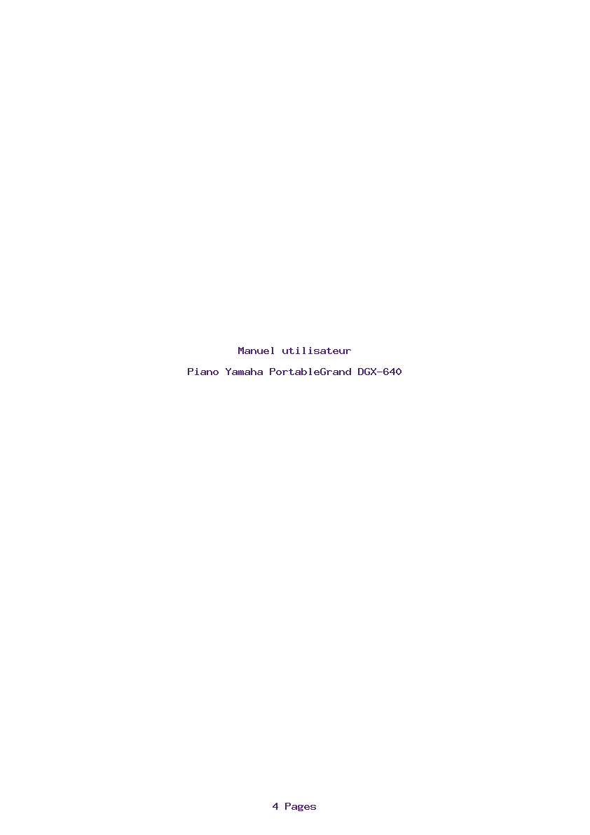 Page 1 de la notice Manuel utilisateur Yamaha PortableGrand DGX-640