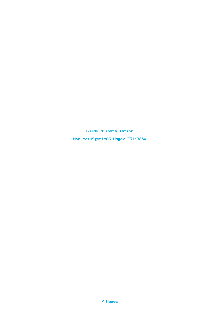 Page 1 de la notice Guide d'installation Hager 75143850