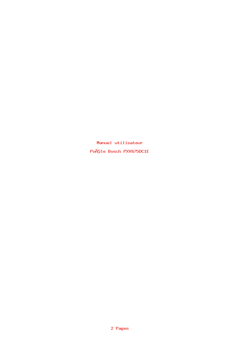 Page 1 de la notice Manuel utilisateur Bosch PXV875DC1E