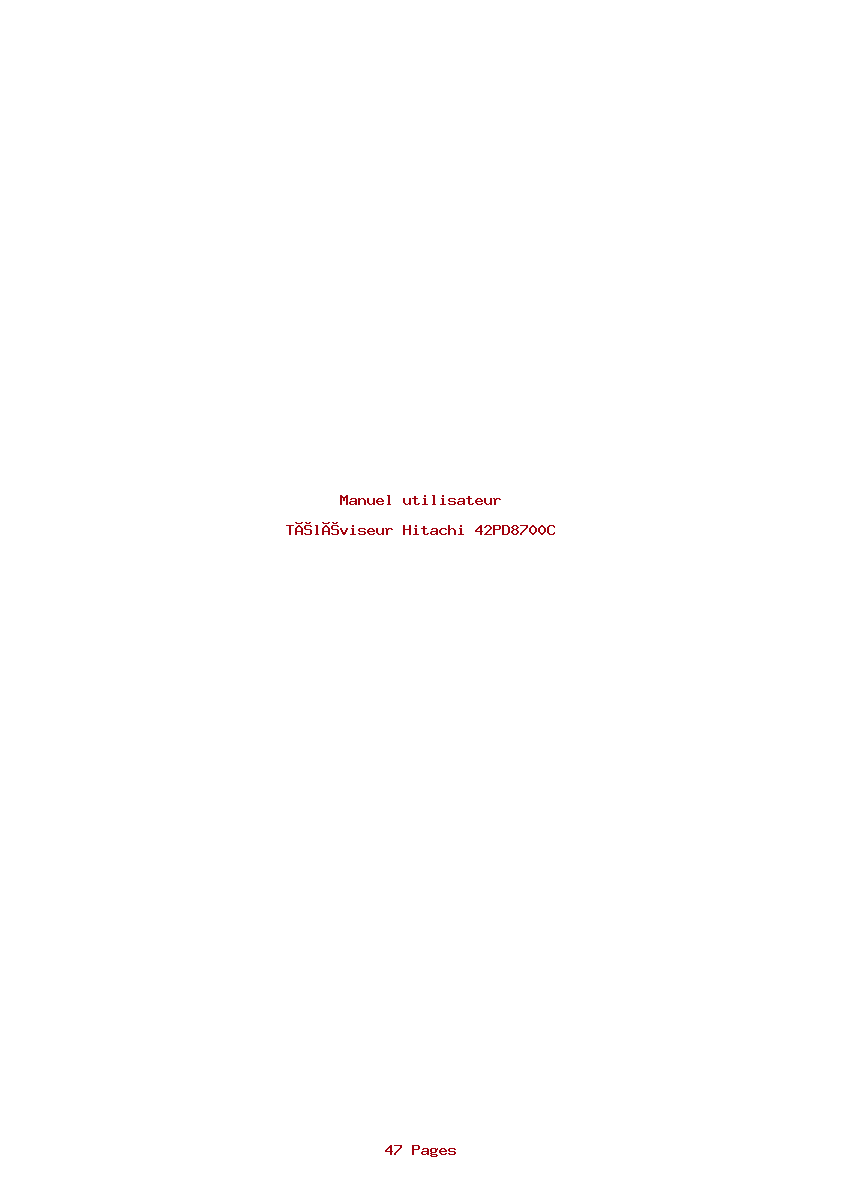 Page 1 de la notice Manuel utilisateur Hitachi 42PD8700C