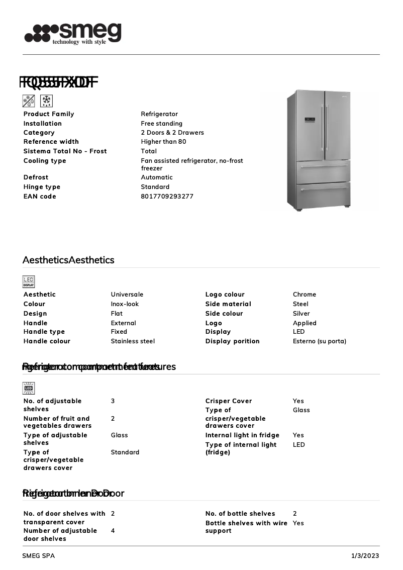 Page 1 de la notice Brochure Smeg FQ55FXDF