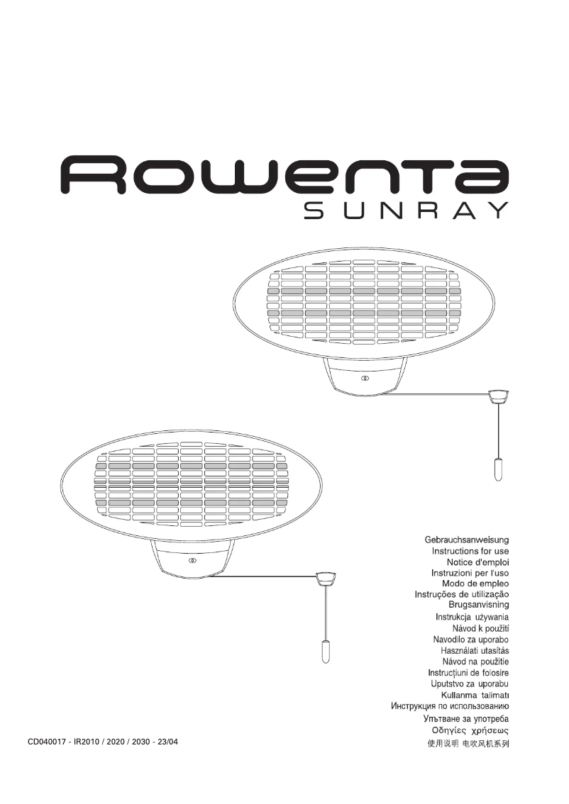Page 1 de la notice Manuel utilisateur Rowenta SUNRAY IR2010F0