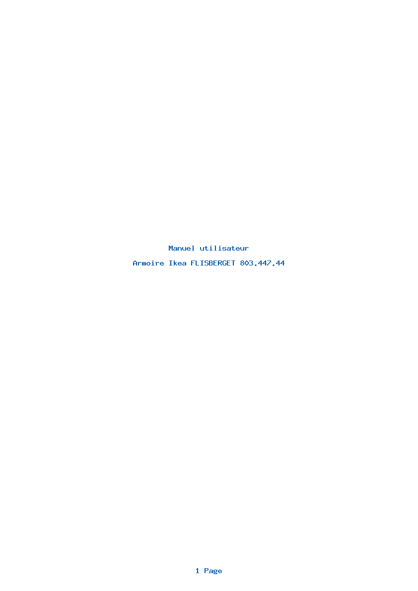 Page 1 de la notice Manuel utilisateur Ikea FLISBERGET 803.447.44