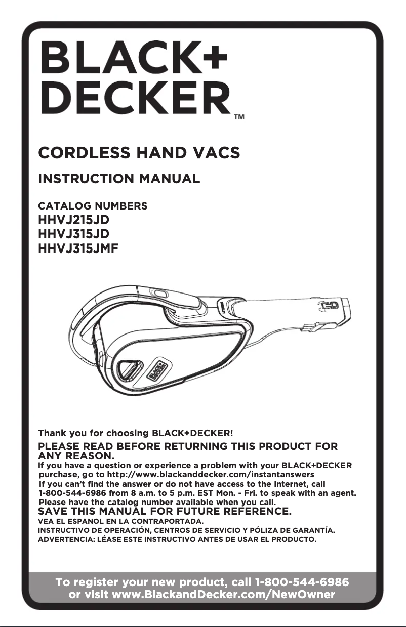 Page 1 de la notice Manuel utilisateur Black & Decker HHVJ315JMF71