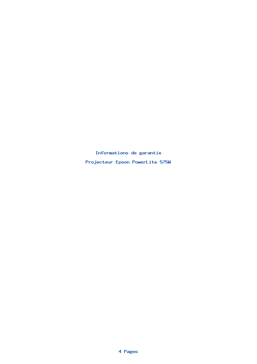 Page 1 de la notice Informations de garantie Epson PowerLite 575W