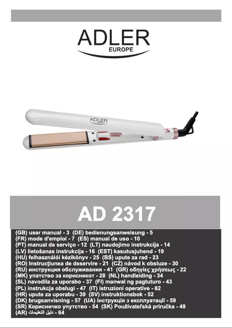 Page 1 de la notice Manuel utilisateur Adler AD 2317