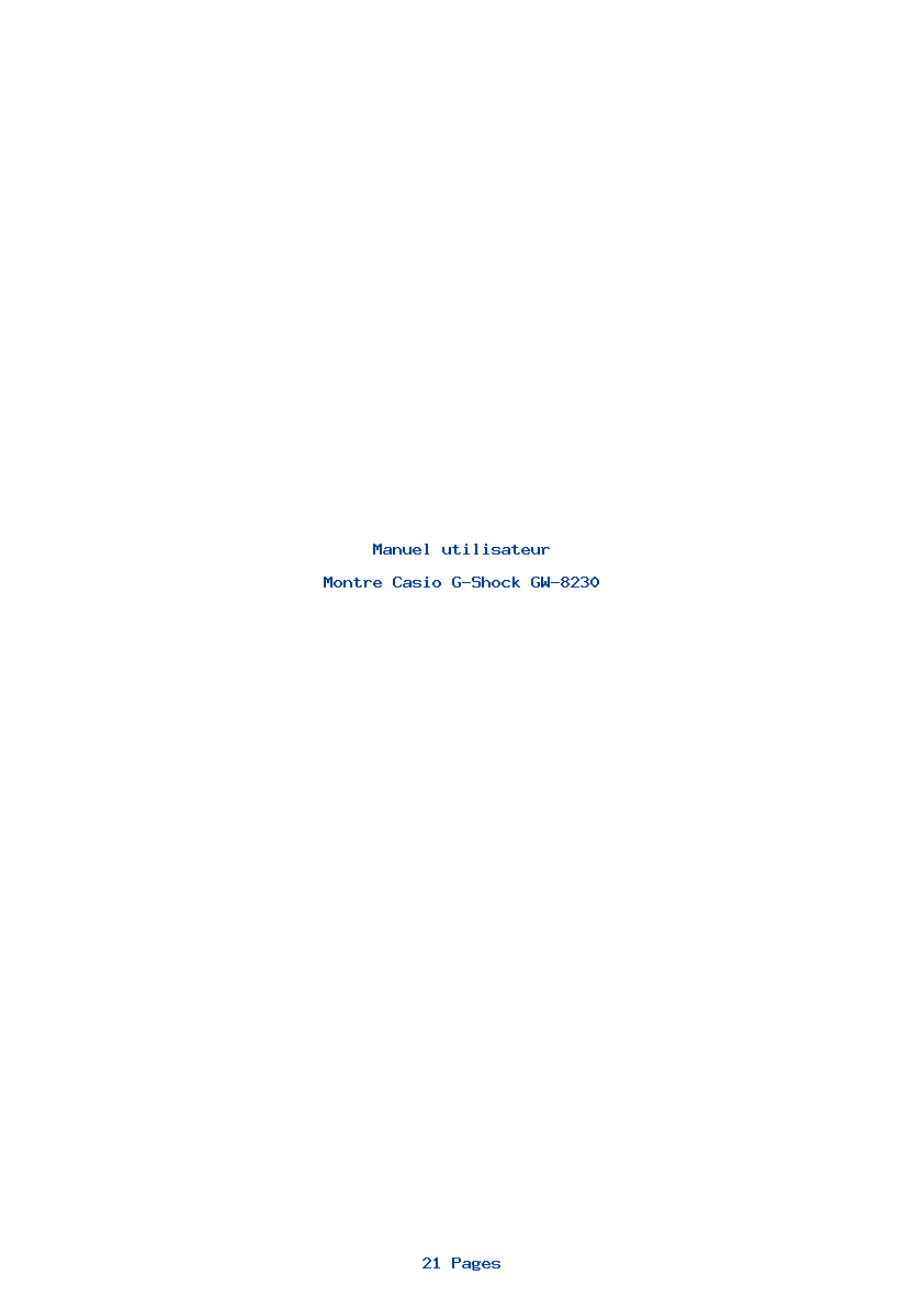Page 1 de la notice Manuel utilisateur Casio G-Shock GW-8230