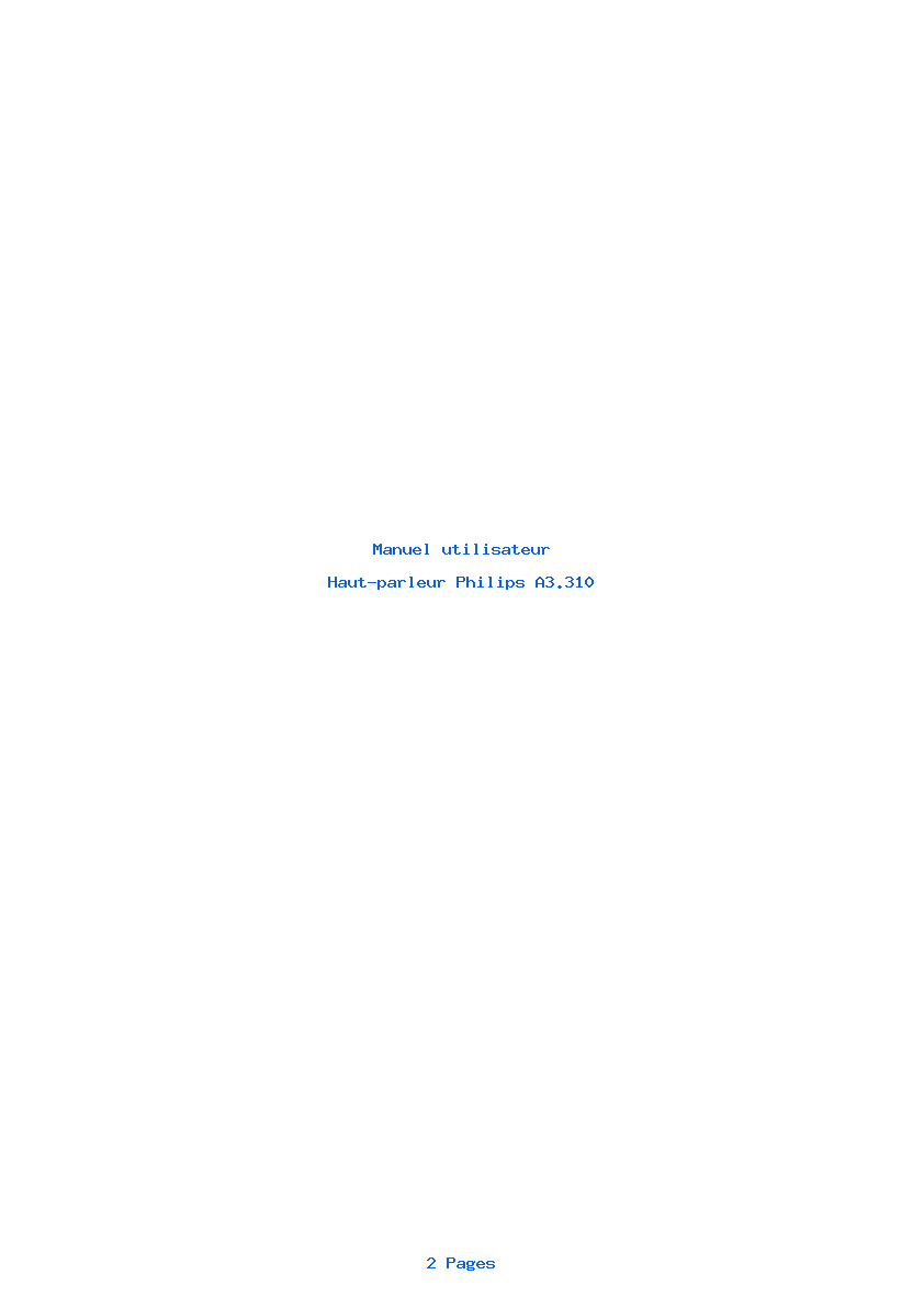 Page 1 de la notice Manuel utilisateur Philips A3.310