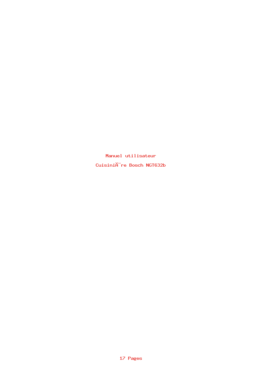 Page 1 de la notice Manuel utilisateur Bosch NGT632b