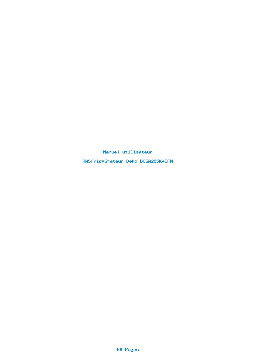 Page 1 de la notice Manuel utilisateur Beko BCSA285K4SFN