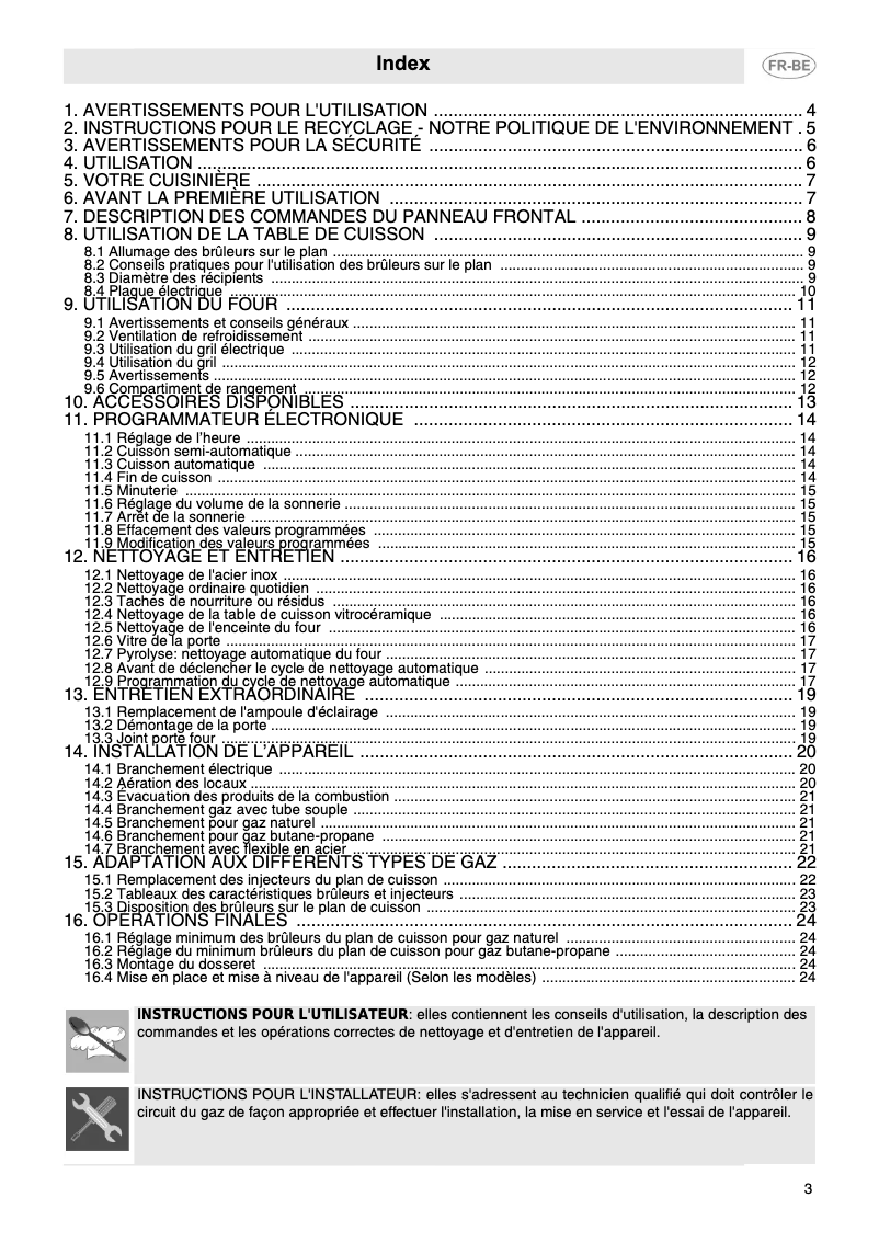 Page 1 de la notice Manuel utilisateur Smeg CP60X7