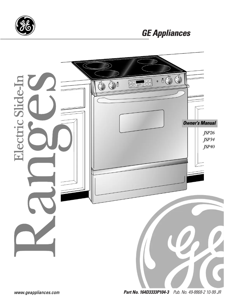 Page 1 of the manual Use and Maintenance Manual GE JSP34BWBB