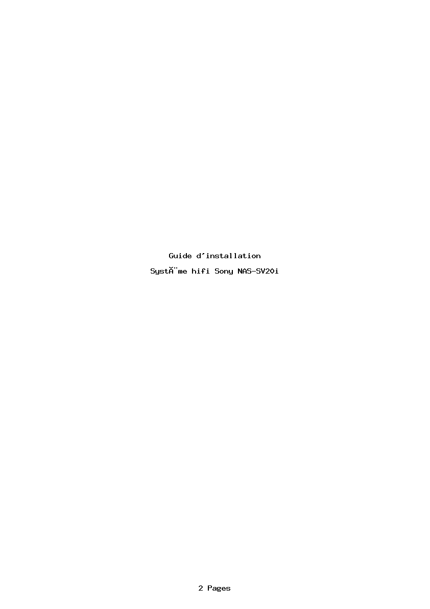 Page 1 de la notice Guide d'installation Sony NAS-SV20i