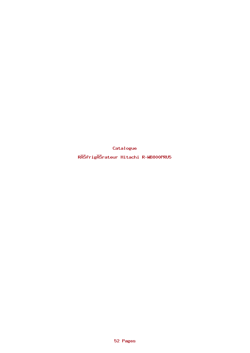 Page 1 de la notice Catalogue Hitachi R-WB800PRU5