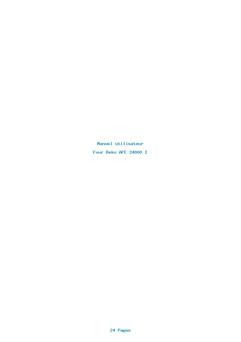 Page 1 de la notice Manuel utilisateur Beko AFE 24000 I