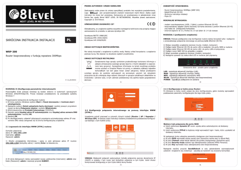 Page 1 de la notice Manuel utilisateur 8level WRP-300